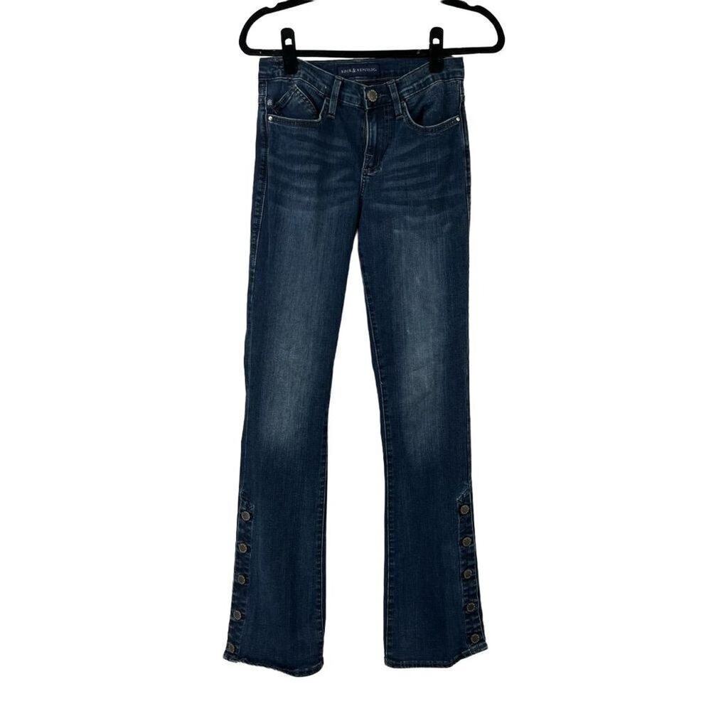 Rock & Republic Kasandra Flare Leg Jeans Button Detail Womens 6
